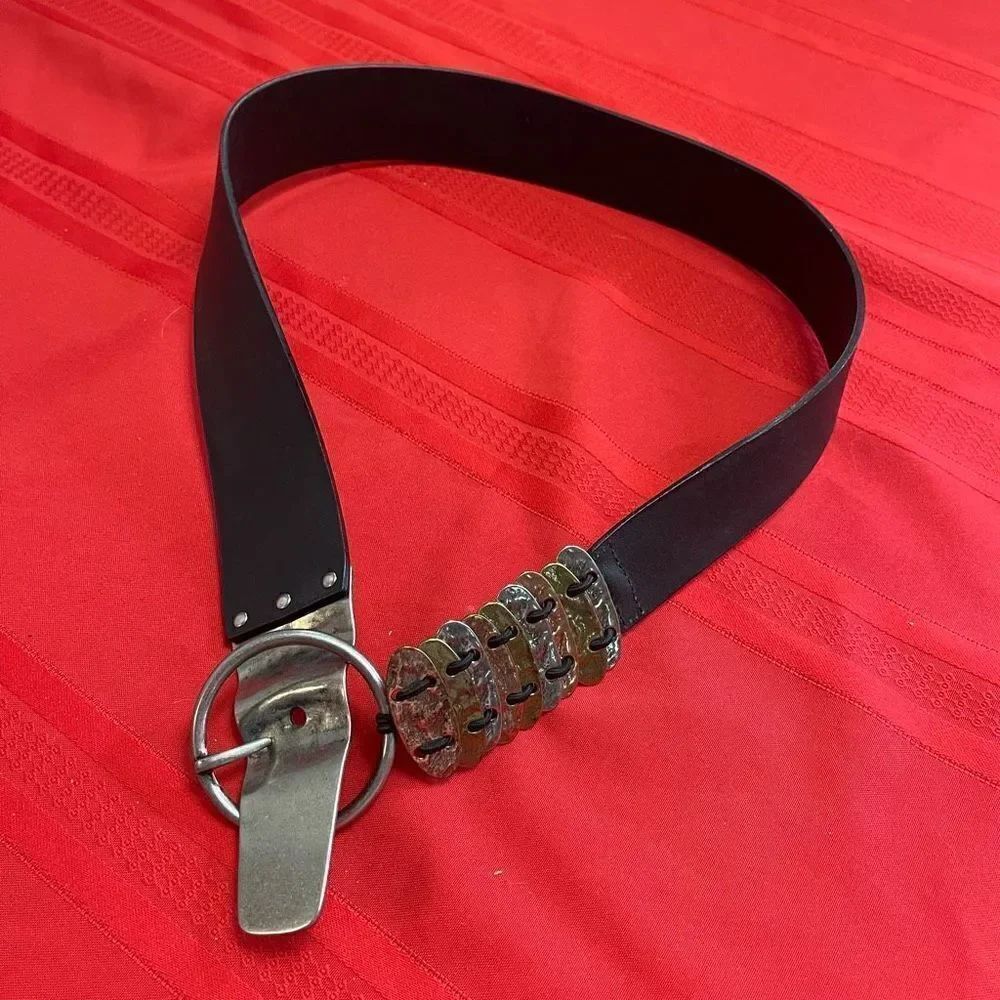 Chico’s Black Leather Artsy Belt Size M/L